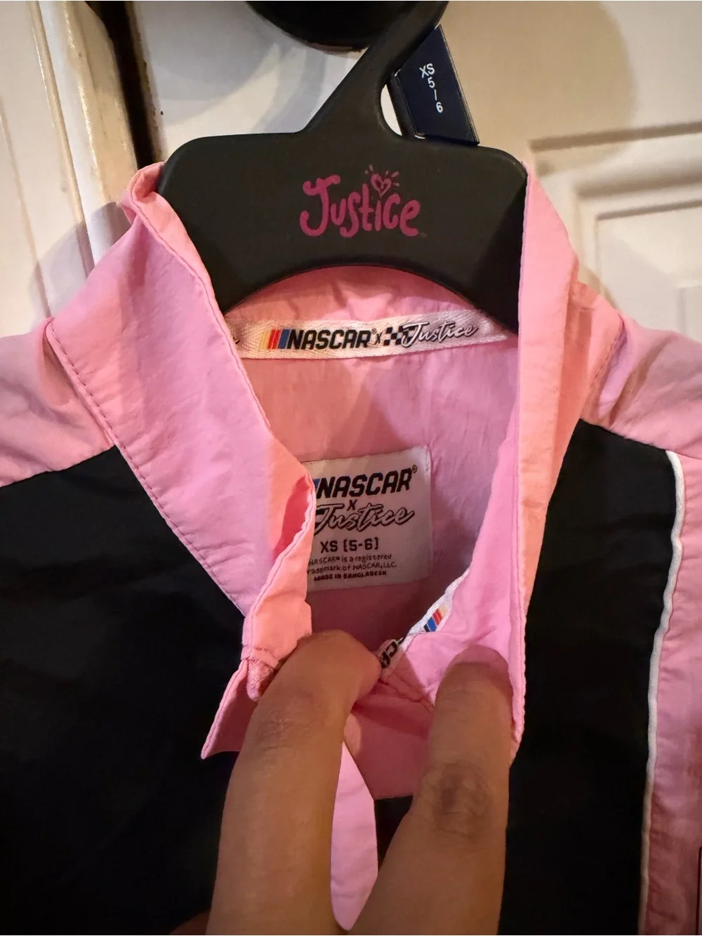 Justice Pink & Black NASCAR Cropped Windbreaker Jacket